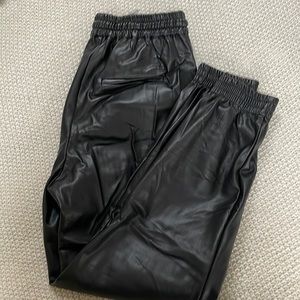 Faux leather joggers